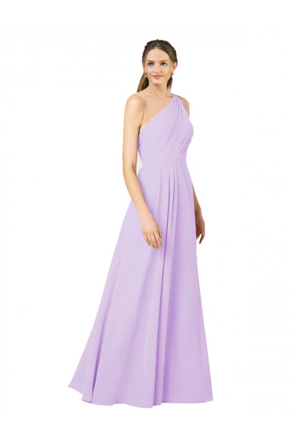Long Sleeveless Soft Chiffon Lilac Sheath Formal Evening Dress
