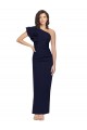 Long Sleeveless Stretch Crepe Dark Navy Sheath Formal Evening Dress