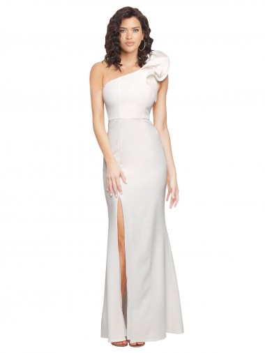 Long Sleeveless Stretch Crepe Ivory Sheath Formal Evening Gown for Sale
