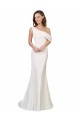 Sweep Train Sleeveless Stretch Crepe Ivory Sheath Formal Evening Dress