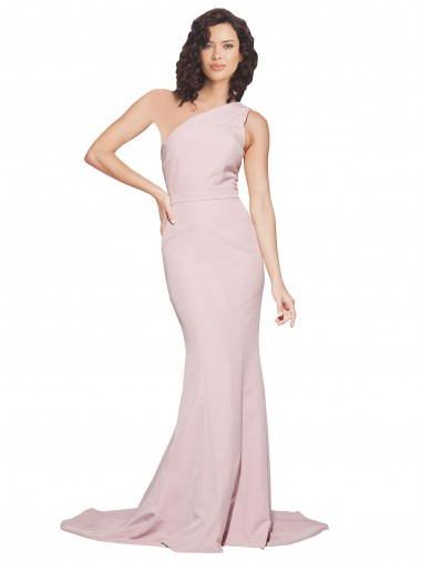 Sweep Train Sleeveless Stretch Crepe Mauve Sheath Semi Formal Evening Dress for Sale