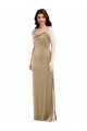 Long Sleeveless Stretch Velvet Champagne Sheath Black Tie Evening Dress