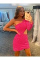 Short Long Sleeves Velvet Sequin Sheath Evening Dress