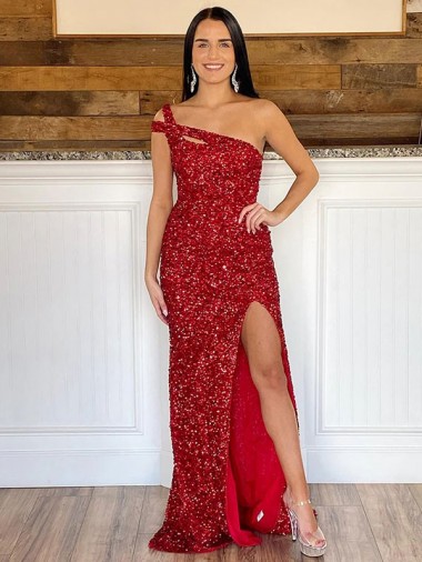 Sweep Train Sleeveless Velvet Sequin Burgundy Sheath Evening Gown for Sale