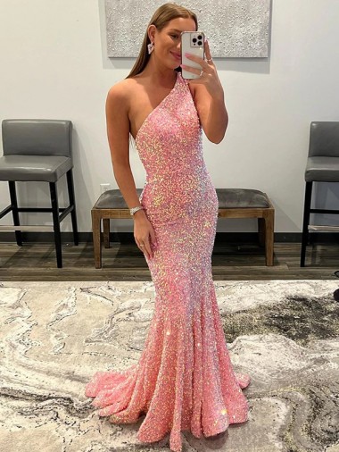 Sweep Train Sleeveless Velvet Sequin Pink Sheath Evening Dress for Sale