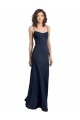 Long Sleeveless Stretch Crepe Dark Navy Sheath Formal Dress