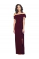 Long Sleeveless Stretch Crepe Burgundy Gold Sheath Formal Evening Dress