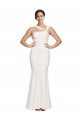 Long Sleeveless Stretch Crepe Ivory Sheath Formal Evening Dress