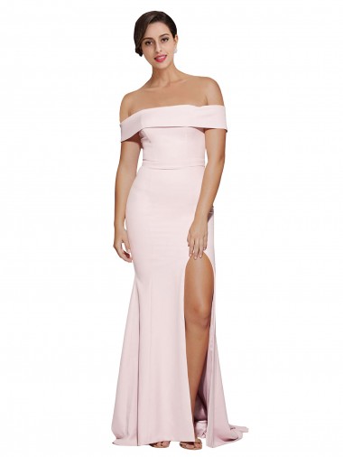 Sweep Train Sleeveless Stretch Crepe Pink Sheath Formal Evening Dress for Sale
