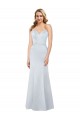 Long Sleeveless Satin Light Sky Blue Sheath Formal Evening Dress