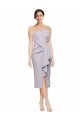 Cocktail Length Sleeveless Stretch Crepe Arctic Lilac Sheath High Low Evening Dress