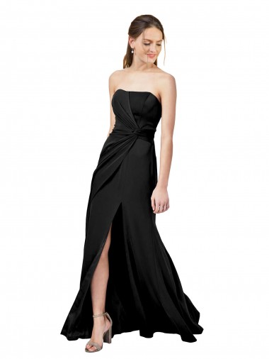 Long Sleeveless Stretch Crepe Black Sheath Formal Dress for Sale