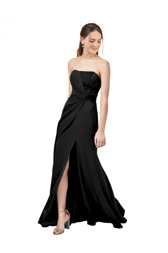 Long Sleeveless Stretch Crepe Black Sheath Formal Dress
