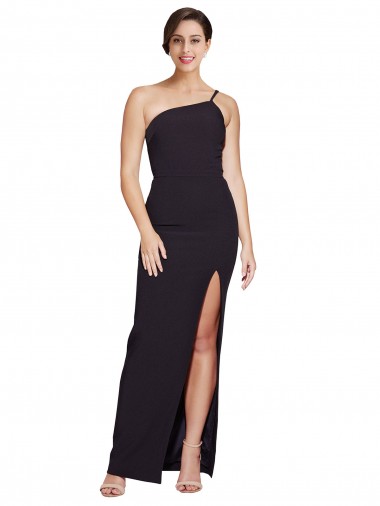 Long Sleeveless Stretch Crepe Black Sheath Formal Evening Dress for Sale