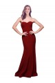 Long Sleeveless Stretch Crepe Burgundy Sheath Formal Evening Dress