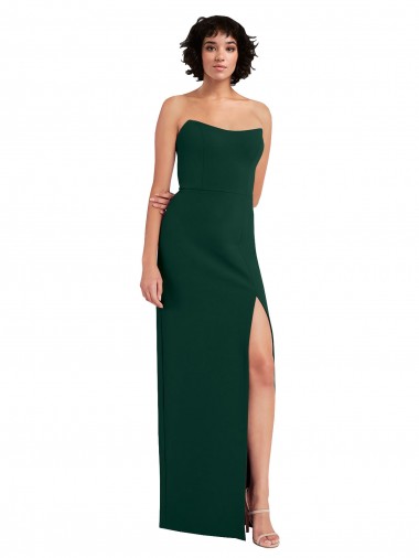 Long Sleeveless Stretch Crepe Midnight Green Sheath Formal Evening Dress for Sale