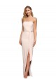 Long Sleeveless Stretch Crepe Nude Sheath Formal Evening Dress