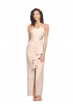 Long Sleeveless Stretch Crepe Nude Sheath Semi Formal Evening Dress