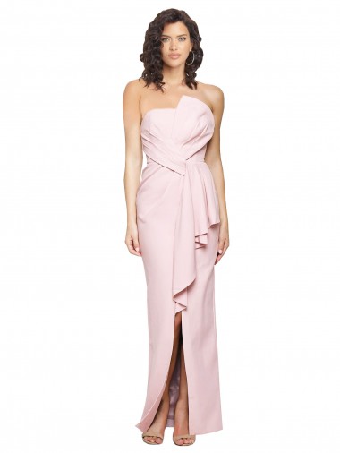 Long Sleeveless Stretch Crepe Pink Sheath Formal Dress for Sale