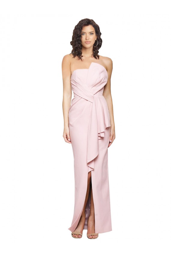 Long Sleeveless Stretch Crepe Pink Sheath Formal Dress