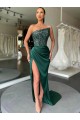 Sweep Train Sleeveless Velvet Sequin Sheath Strapless Evening Dress