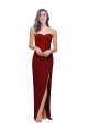Long Sleeveless Stretch Crepe Burgundy Sheath Evening Dress