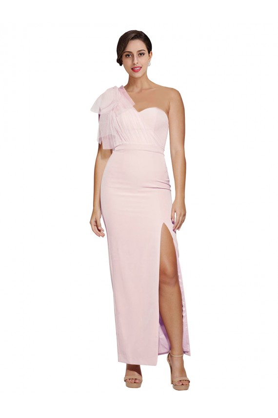 Long Sleeveless Stretch Crepe Pink Sheath Formal Evening Dress