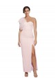 Long Sleeveless Stretch Crepe Pink Sheath Formal Evening Dress