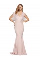 Long Sleeveless Stretch Crepe & Tulle Mauve Sheath Formal Dress