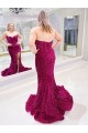 Sweep Train Sleeveless Velvet Sequin Sweetheart Sheath Evening Dress