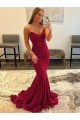 Sweep Train Sleeveless Velvet Sequin Burgundy Sheath Evening Dress