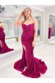 Sweep Train Sleeveless Velvet Sequin Sweetheart Sheath Evening Dress
