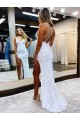 Long Sleeveless Velvet Sequin Sheath Evening Dress