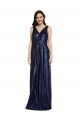 Long Sleeveless Sequin Dark Navy Sheath Formal Evening Dress