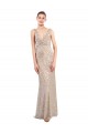 Long Sleeveless Sparkling Sequin Silver V-Neck Sheath Formal Evening Dress
