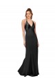 Long Sleeveless Silky Satin Black Sheath Black Tie Evening Dress