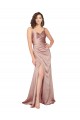 Long Sleeveless Silky Satin Dusty Pink Sheath Black Tie Evening Dress