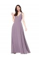 Long Sleeveless Soft Chiffon Dark Lavender Sheath Formal Evening Dress