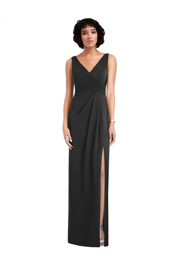 Long Sleeveless Spandex Black Sheath Formal Evening Dress