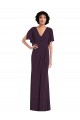 Long Split Sleeves Spandex Grape Sheath Formal Evening Dress