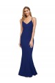 Long Sleeveless Stretch Crepe Royal Blue Sheath Formal Dress