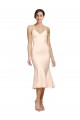 Midi Length Sleeveless Stretch Crepe Nude Sheath Evening Dress