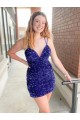 Short Sleeveless Velvet Sequin Sheath Cocktail Evening Gown
