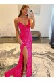 Sweep Train Long Sleeveless Velvet Sequin Sheath Dress