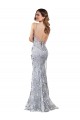 Long Sleeveless Stretch Crepe & Sequin Tulle Silver Mermaid Formal Evening Dress