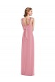 Long Sleeveless Soft Chiffon Skin Pink Halter Neck A-Line Semi Formal Evening Dress