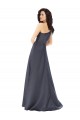 Long Sleeveless Satin Slate Grey A-Line Formal Evening Dress