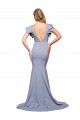 Sweep Train Sleeveless Stretch Crepe Smoke Blue Mermaid Formal Evening Dress