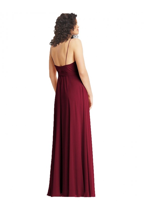 Long Sleeveless Soft Chiffon Smoke Green Trumpet Formal Evening Dress