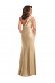 Long Sleeveless Silky Satin Soft Gold Mermaid Plus Size Formal Evening Dress